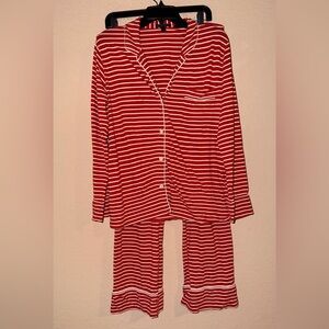 J.Crew Red Stripe Long Sleeve Pajama Set Soft Lounge Set Size M